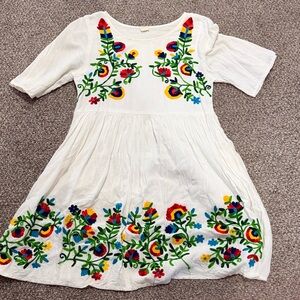 Embroidered White Dress